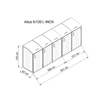 Mülltonnenbox <br /> ALICE INOX 5/120 L